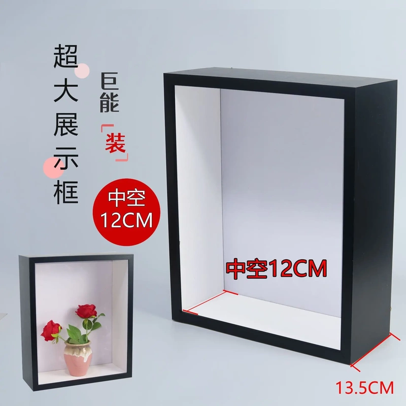 Hollow 12cm Black Shadow Box Display Frame Specimen Frame Extra Deep Thickened DIY Handmade Photo Frame Display Stand for Living Room