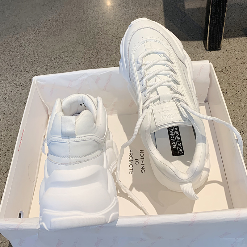 iFAShion~Heavy Cost Sports Trend Series~White Daddy Shoes Women's Show Feet Small Thick Sole Versatile Leather Rain Boots