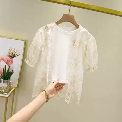 Girls Sunscreen Clothes 2019 New Children Breathable Thin Princess Long Edition Female Baby Super Ocean Pie Lace Coats