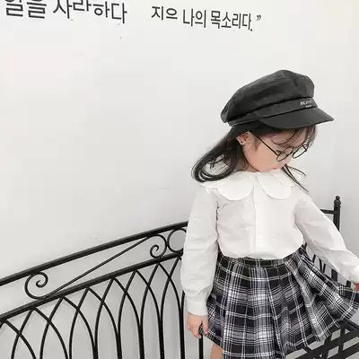 Girls ' shirts 2021 spring new little girl western style white shirt Korean children's clothing baby doll collar top