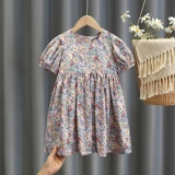 Платье, юбка, детская летняя одежда, летний наряд маленькой принцессы, в цветочек, рукава фонарики, в корейском стиле, французский стиль