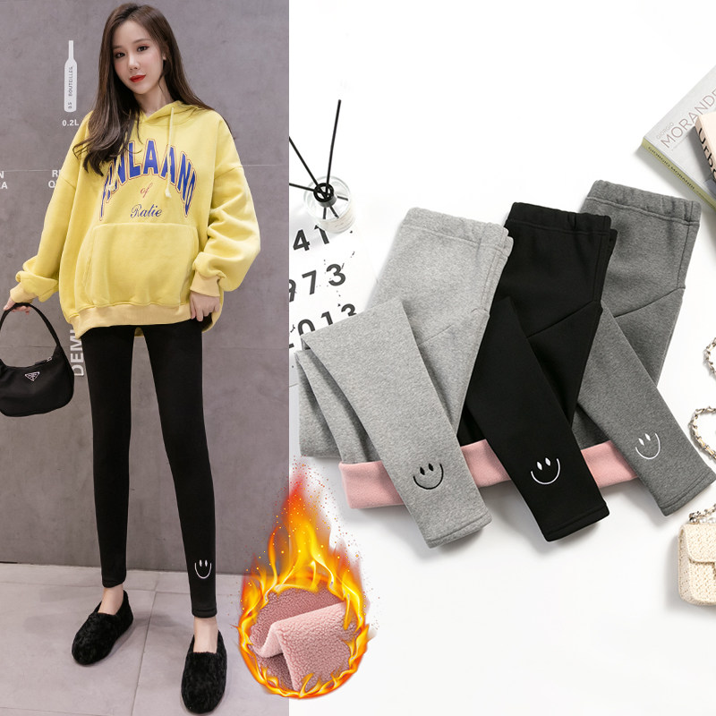 Thickened and fleece winter maternity pants