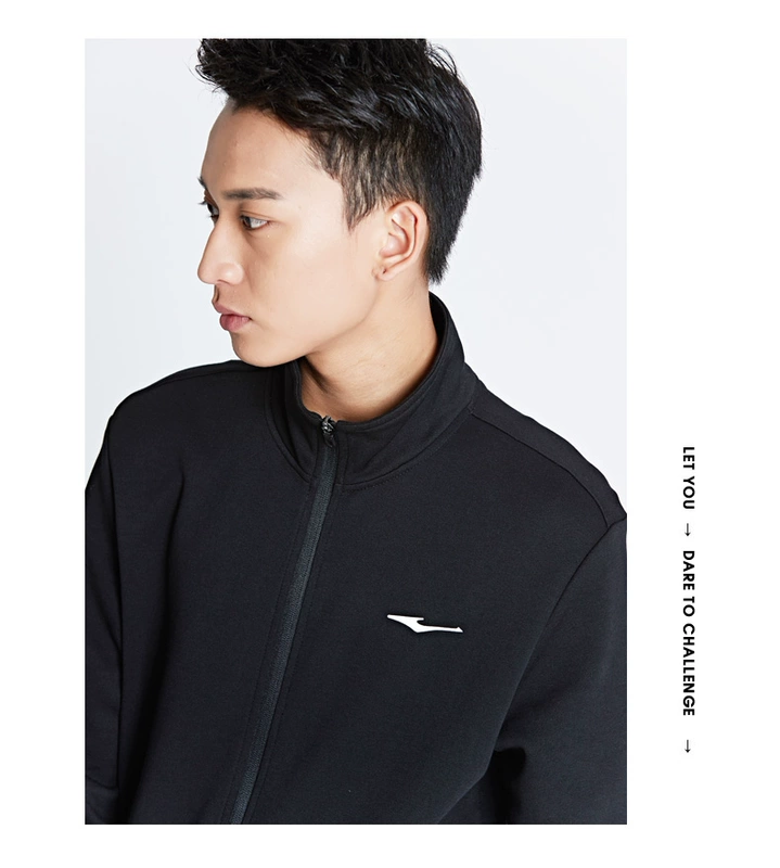 Hongxing Erke Áo len nam Slim dài tay giản dị Vượt qua áo khoác thể thao cardigan Chạy bộ - Thể thao lông cừu / jumper