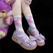 Day Department Silo Socks Students White Purple Striped Streaming Stars Printed Lolita 100 Lap Personality Short Socks