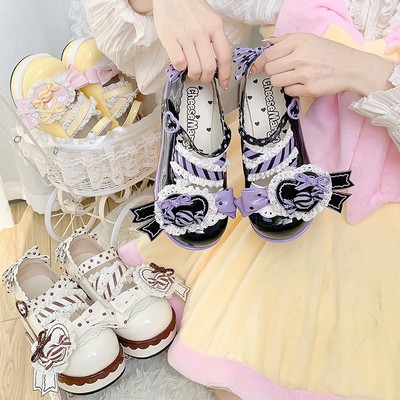 taobao agent Spot cream school cheese Mangmang Story Scholar Cake Cake Lolita Bow Single Shoes