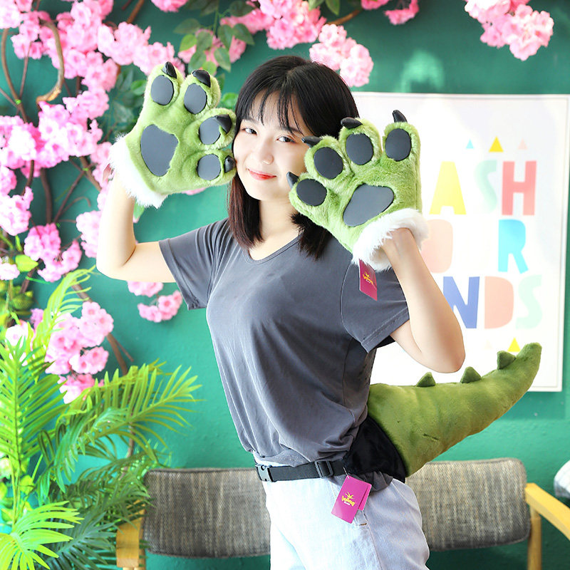 Simulated dinosaur glove claw tail doll doll plush toy dinosaur palm children perform prop gift