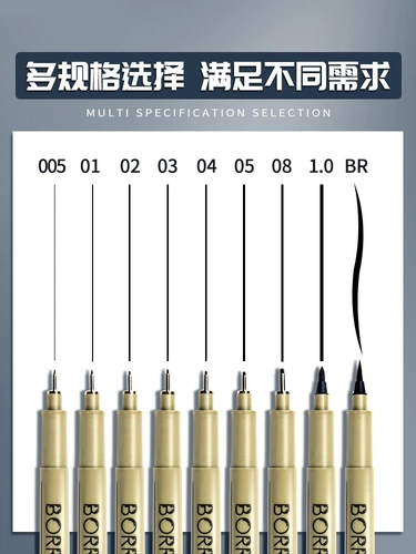 Игольная ручка Behrens, художественная специальная ручка для рисования, водонепроницаемая, с мягким наконечником, крючок для рисования, ручка для комиксов, кисть для рисования, простая ручка для эскизов, специальная ручка для комиксов, набор черных игольчатых ручек можно пополнять чернилами