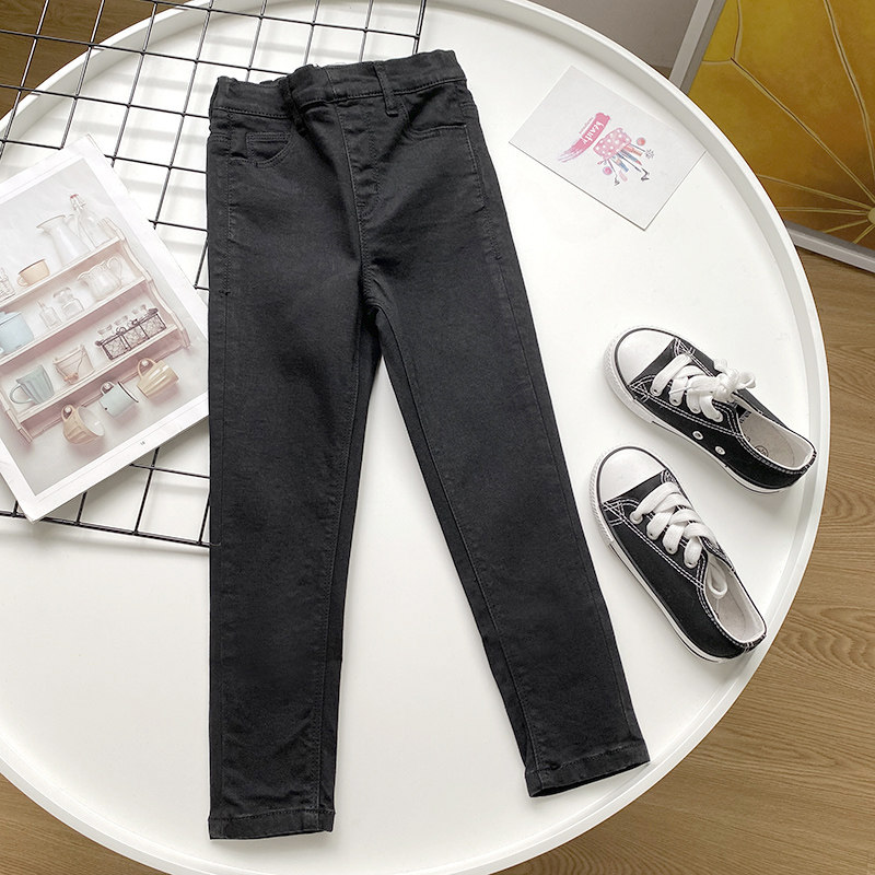 STK323 Ah Shen clearance non-return French car cleaning small black pants girls jeans