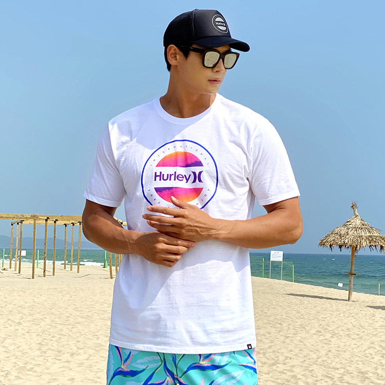 HURLEY Comfort Loose Sports Casual Men T-Shirt Beach Outdoor Sunscreen Surfing MST472WHL 