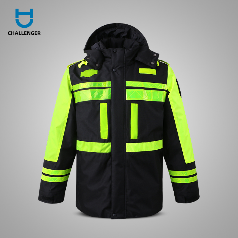 Traffic road fluorescent reflective raincoat cotton coat riding waterproof thickened reflective locomotive clothes jacket can be printed
