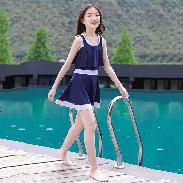 Children's swimsuit girls Korean style one-piece princess dress conservative baby middle and large children's swimsuit girls student swimwear