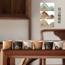 Yuanshan tea cup ceramic tea set kung fu small tea cup Zen single Cup individual cup retro Master Cup Tea Cup Tea Cup V