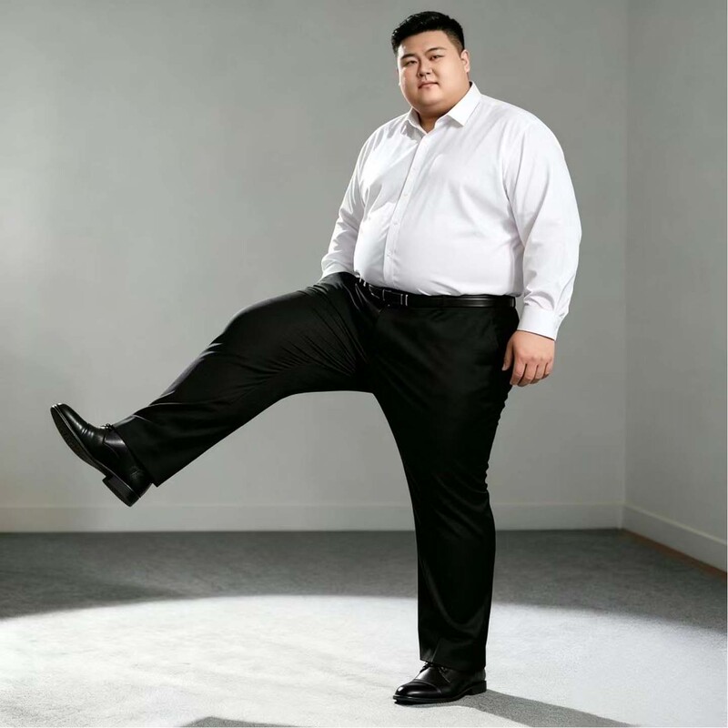 Autumn and Winter Large Size Business Casual Trousers for Men, Plus Size, Loose, High-Waisted, Deep-Crotch, Stretchy Long Pants, Professional Wear