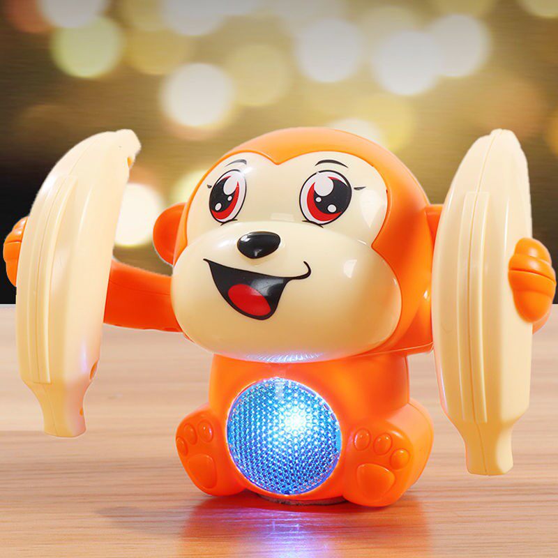 Roll monkey hydraulic sound and photoelectric tumble monkey baby boy girl baby crawling over head monkey toy