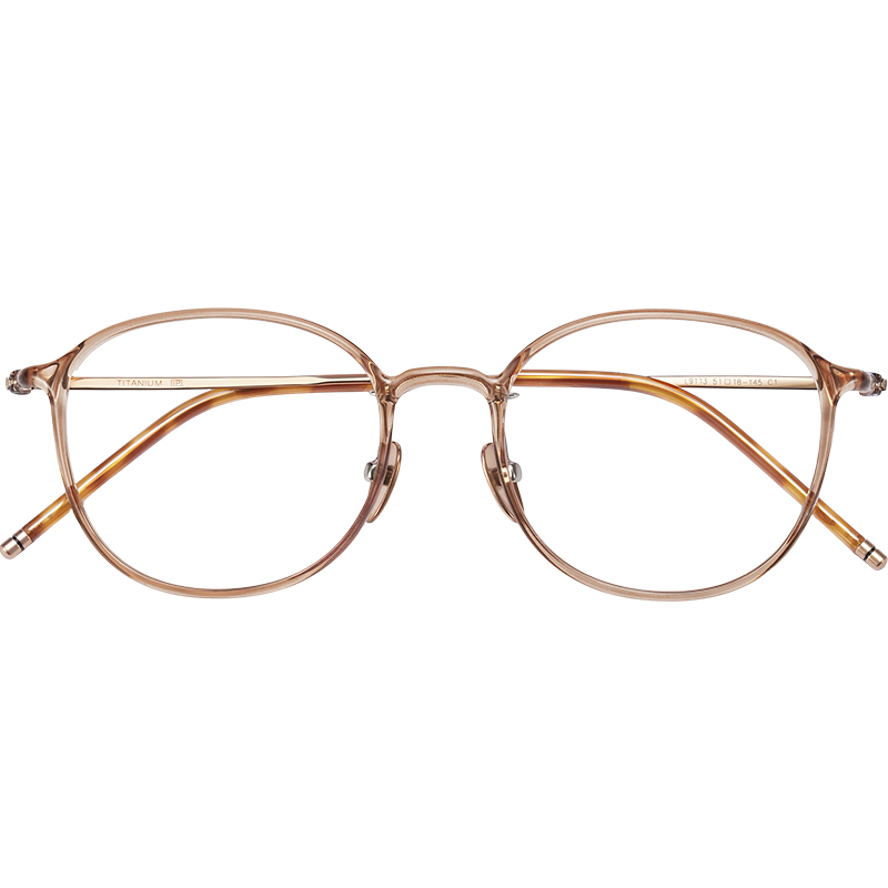 超轻冷茶色眼镜框女近视度数可配镜片防蓝光韩系素颜显白纯钛镜架