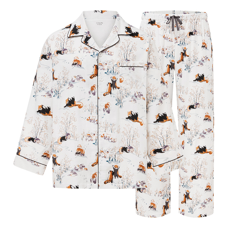 cutelife【轻羽】男士竹棉家居服套装长袖长裤秋冬四季休闲睡衣