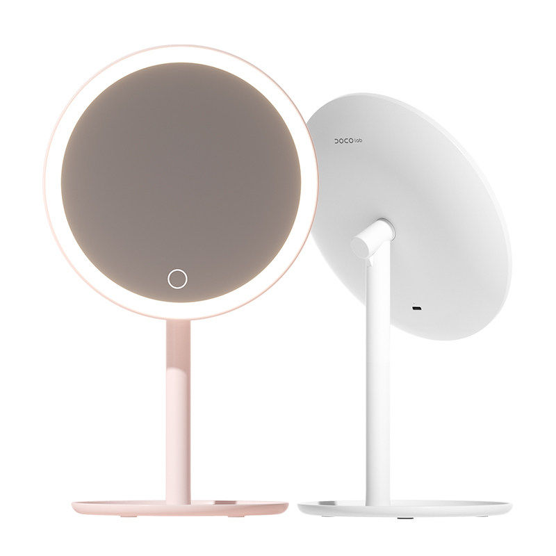 【情人节礼物】DOCO化妆镜镜子发光led带灯家用桌面生日美妆镜