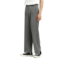 2020 spring and autumn new homemade wide-leg trousers mens Korean version of loose wide-leg pants gray straight mopping pants all-match men