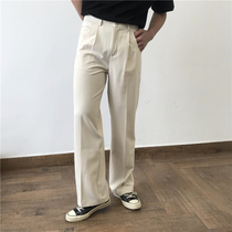 2020 spring Korean ins simple apricot all-match drop sense wide-leg loose trousers mens straight casual mopping trousers