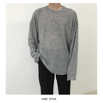 2021 spring Korean version of loose Joker thin long sleeve sunscreen T-shirt round neck casual micro cotton knit T men and women