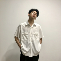 2020 new summer pocket shirt jacket white chiffon loose neutral shirt BF style short-sleeved shirt men and women