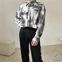 2020 Autumn New Vintage Ink shirt mens long sleeve Korean version Joker design sense loose ins shirt men