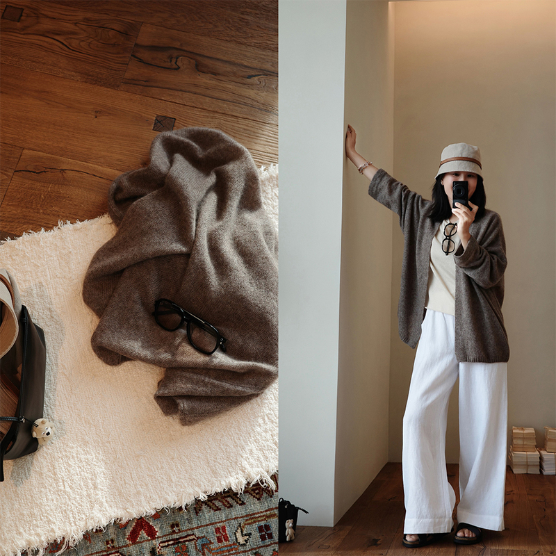 Ninchem丨Agarwood Sandalwood Color Super Flattering Topline Cashmere White Factory Silk Three-Season Wearable Oversized Cardigan Ninchem丨Agarwood Sandalwood Color Super Flattering Topline Cashmere White Factory Silk Three-Season Wearable Oversized Cardigan
