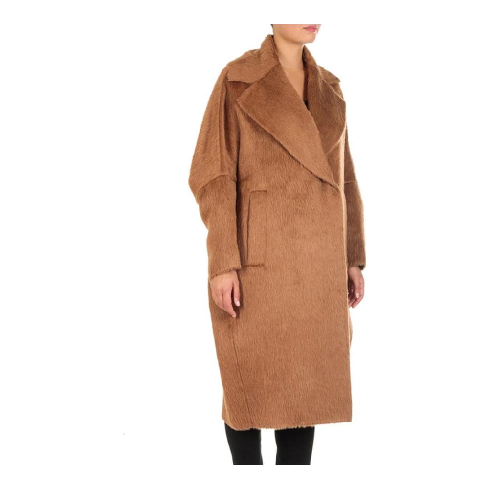 Max Mara Brown Alpaca tóc Big Lập Elegance làm ấm mùa thu / mùa đông Fur Coat Coat nữ