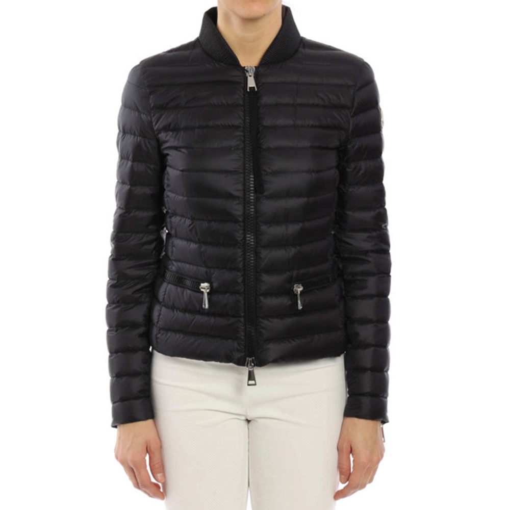 Moncler đen có cổ đường may khâu sửa chữa eo thời trang đơn giản 100 gói quần áo phụ nữ ngắn bông