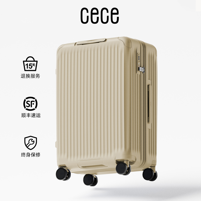 Cece Expandable Large-Capacity Suitcase for Women, Trolley Boarding Travel Luggage with Combination Lock, Double-Layer Explosion-Proof Zipper, Universal Wheels
