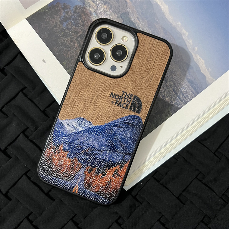 The North Face Mountain Landscape Wood Grain iPhone Case