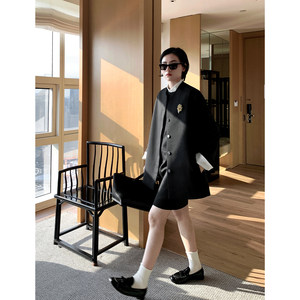 Muallychen Yanzhi Tailored Fashion Round Neck Blazer for Women, Fine Wool, Structured, Minimalist Old Money Style Jacket