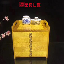Gold Silk Nam Binaural Five Pumping Tea Cabinet Pu-erh Tea Containing Box Small Five Bucket Cabinet Solid Wood Vin Play Containing Cabinet Living-room Pendulum