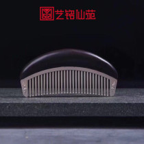 Purple Sandalwood Inlaid Silver Comb Black Sandalwood Solid Wood Silver Plated Moon Comb Send Girlfriend Gift Gift Gift