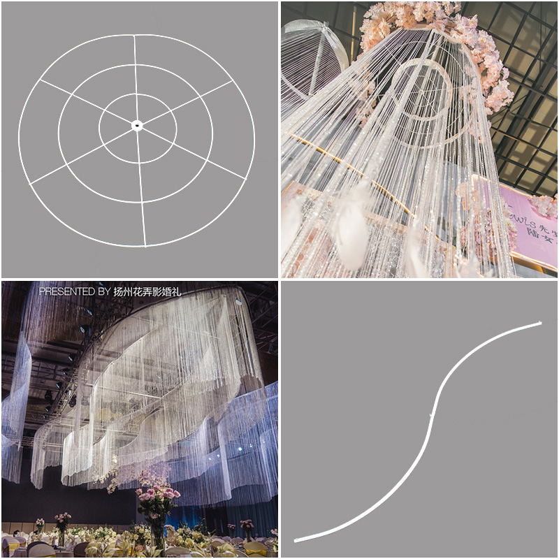 Iron frame wedding props Ferris wheel iron circle wedding line curtain ceiling ring S-shaped rod top wheel wedding iron circle