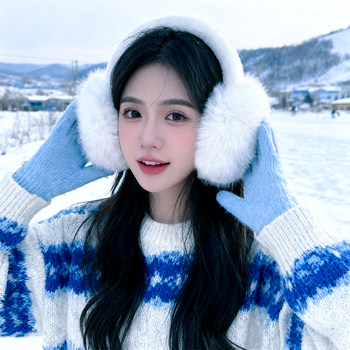 Northeastern white plush earmuffs winter women's outdoor anti-cold and warm windproof earmuffs cycling ear protection antifreeze earmuffs