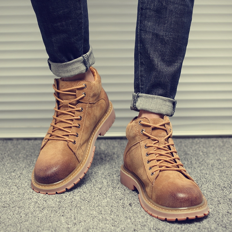 Giày cao cổ nam Martin boots phong cách Anh mùa thu 2020 mới phong cách Hàn Quốc hợp thời trang giày nam công cụ cắt giữa thoáng khí - Giày ống