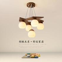 Living room lamp wabi-sabi style wood color creative personality modern minimalist bedroom zen style medieval high-end solid wood chandelier
