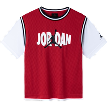 (Self-operated) JORDAN childrens clothing childrens breathable fake two-piece short-sleeved T-shirt boys sports basketball tops