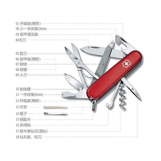 Victorinox Swiss Army Knife Mountaineer 91mm Military Knife Outdoor Multi-Tool ຂອງແທ້ມີດ Sergeant