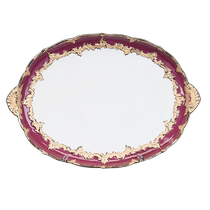 (self-employed) German MEISSEN Mason porcelain B-FORM series Purple red glaze sketching gold long disc tray
