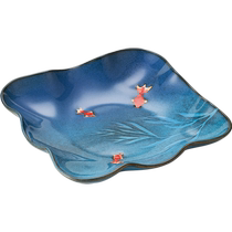 (Self-operated) hatsuichi Japanese imported cloth-fired underglaze goldfish ceramic plate handmade creative tableware