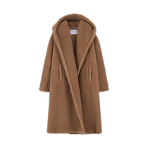 (Self-operated) Max Mara Womens Long Oversized Hooded Teddy Bear Coat APOGEO