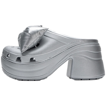 (Self-operated) Crocs mermaid shoes bow hole clogs thick-soled high-heeled shoes for women 210050