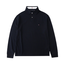 (travailleur autonome) TOMMY HILFIGER Tommy US Version Chauded Long sleeves POLO Turned Collar Embroidered LOGO Blouse