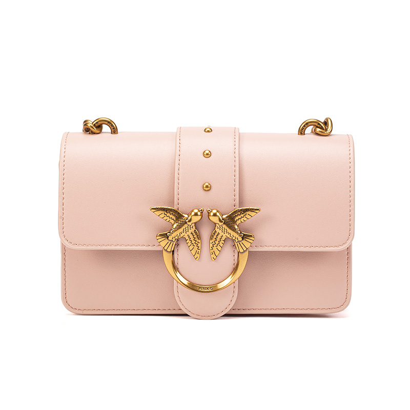 O81 Pink【 be run directly by a manufacturer 】 PINKO Pingao ma'am cowhide Inclined shoulder bag white fashion Pink black Bag ma'am package