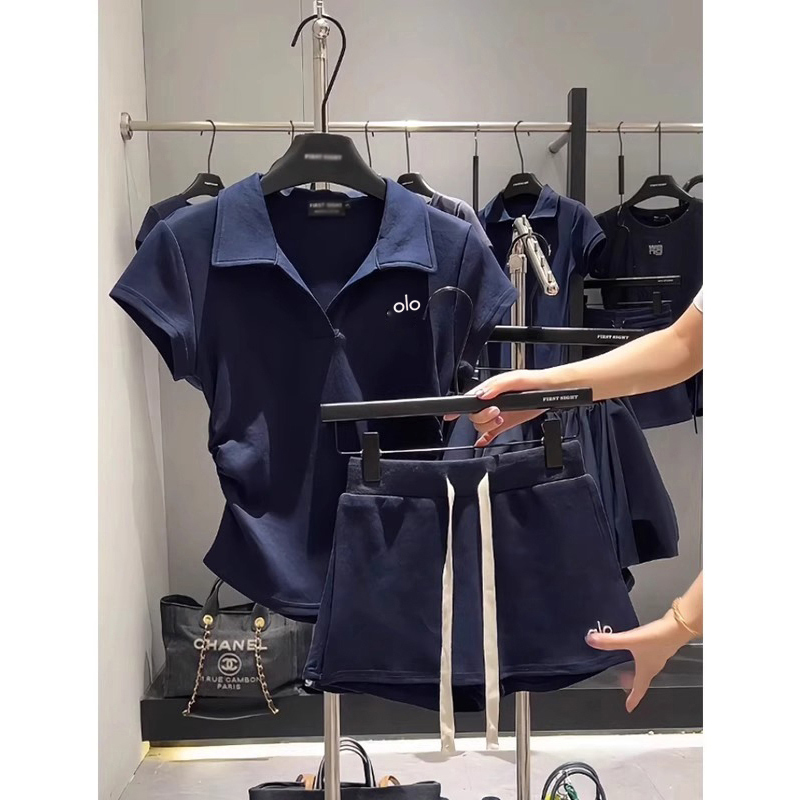 Navy Blue Short-Sleeved T-Shirt, Elastic Waist Shorts and Skirt Two-Piece Set, New Summer Korean Style Casual Style Polo Shirt Suit Navy Blue Short-Sleeved T-Shirt, Elastic Waist Shorts and Skirt Two-Piece Set, New Summer Korean Style Casual Style Polo Shirt Suit