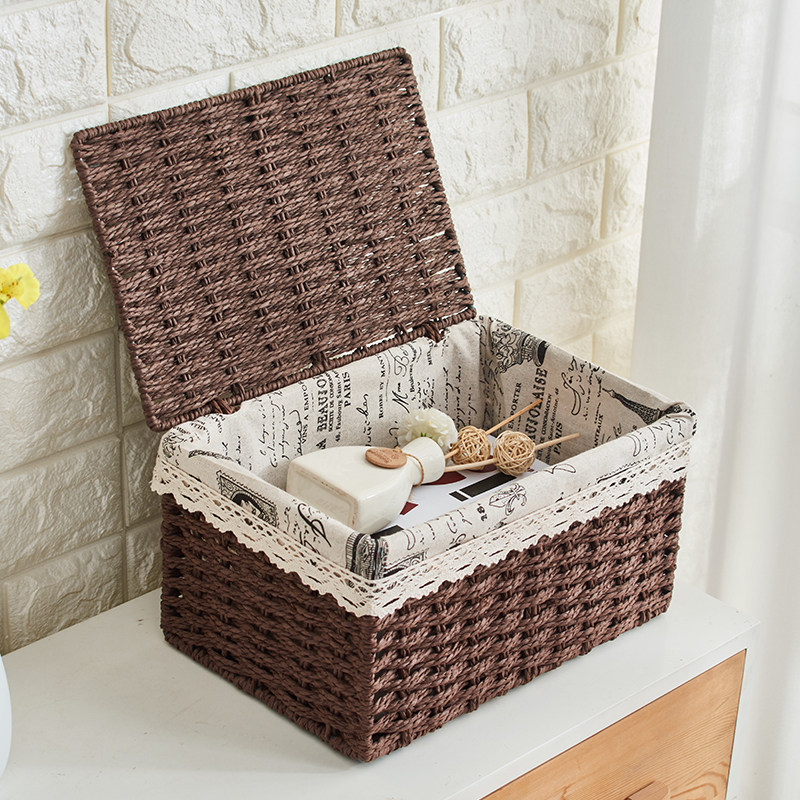 Straw storage box with lid dirty clothes basket toy book sundries storage box finishing box large storage basket storage box