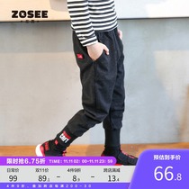 Zuoxi childrens clothing boys plus velvet pants childrens woolen cotton pants in the big boy thick boy tide winter clothes 2021 New