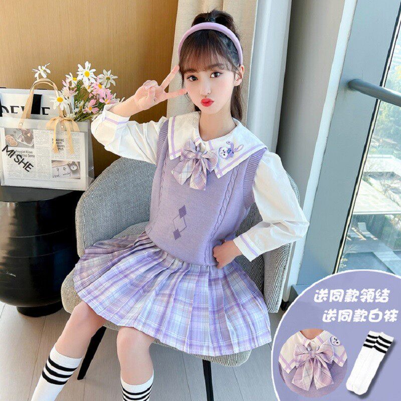 Girl Foreign Dress Spring Dress Foreign Pie Children Jk Skirts College Wind Great Boy Suit Tide Trendy Girl Princess Dress